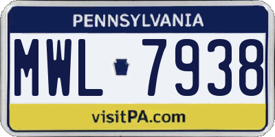 PA license plate MWL7938