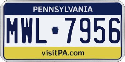 PA license plate MWL7956