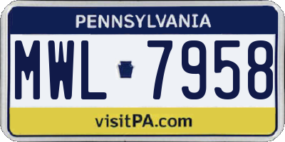 PA license plate MWL7958