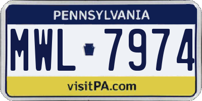 PA license plate MWL7974