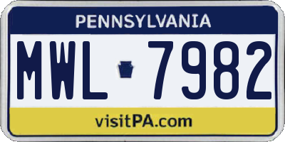 PA license plate MWL7982