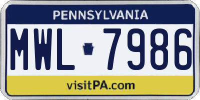 PA license plate MWL7986