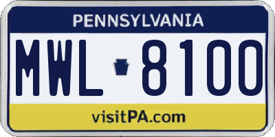 PA license plate MWL8100