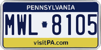 PA license plate MWL8105