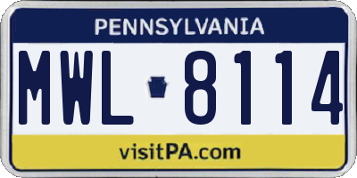 PA license plate MWL8114