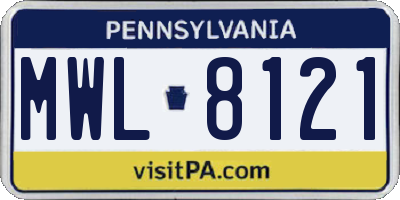 PA license plate MWL8121