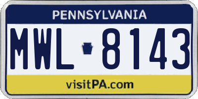 PA license plate MWL8143
