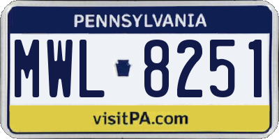 PA license plate MWL8251
