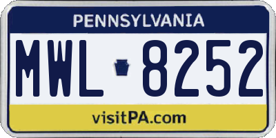 PA license plate MWL8252