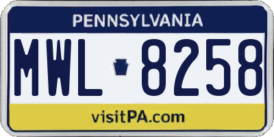 PA license plate MWL8258