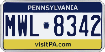 PA license plate MWL8342