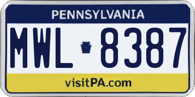 PA license plate MWL8387