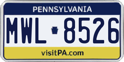 PA license plate MWL8526