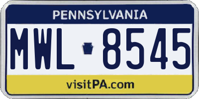PA license plate MWL8545