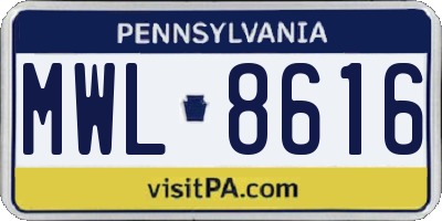 PA license plate MWL8616