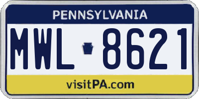 PA license plate MWL8621