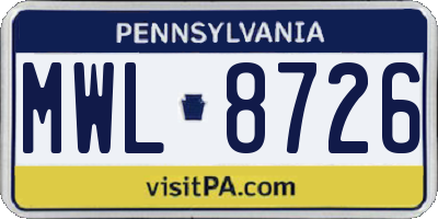 PA license plate MWL8726