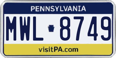 PA license plate MWL8749