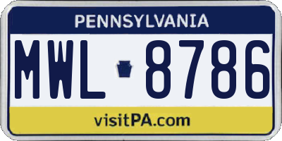 PA license plate MWL8786