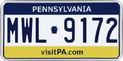 PA license plate MWL9172