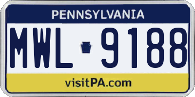 PA license plate MWL9188