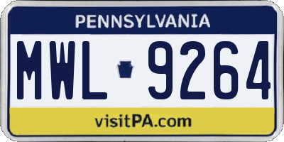 PA license plate MWL9264