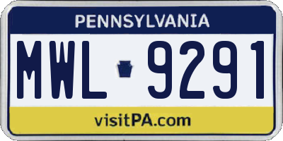 PA license plate MWL9291