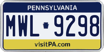 PA license plate MWL9298