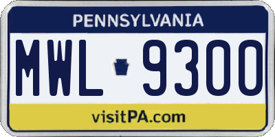 PA license plate MWL9300