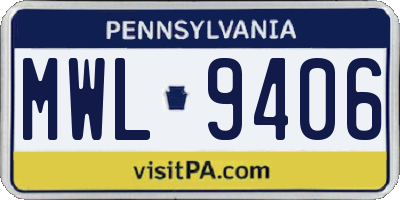 PA license plate MWL9406