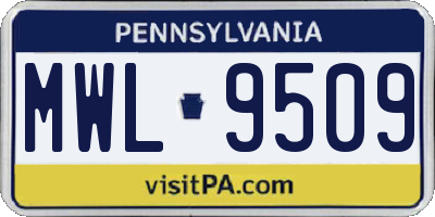 PA license plate MWL9509