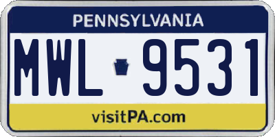 PA license plate MWL9531