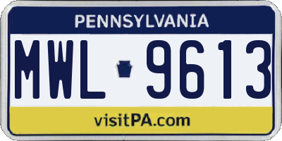 PA license plate MWL9613