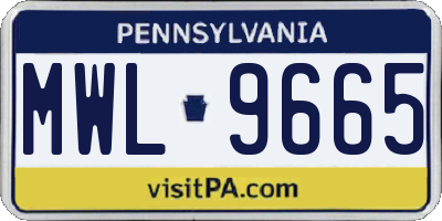 PA license plate MWL9665