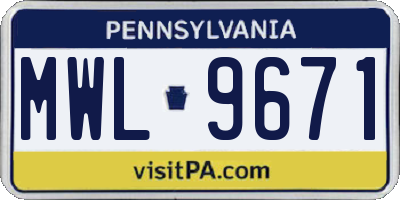 PA license plate MWL9671