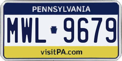 PA license plate MWL9679