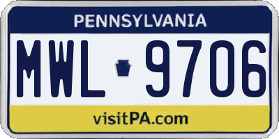 PA license plate MWL9706