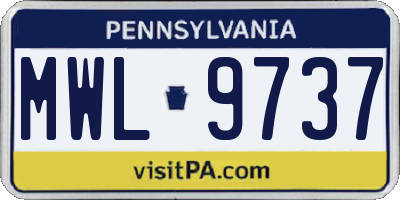 PA license plate MWL9737