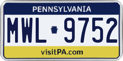 PA license plate MWL9752