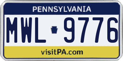 PA license plate MWL9776