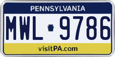 PA license plate MWL9786
