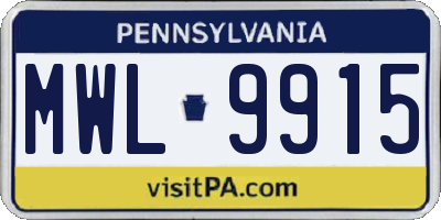 PA license plate MWL9915