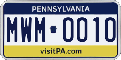 PA license plate MWM0010