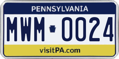 PA license plate MWM0024