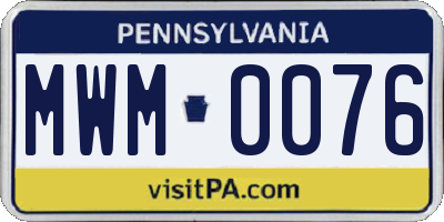 PA license plate MWM0076
