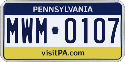 PA license plate MWM0107