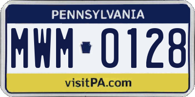 PA license plate MWM0128