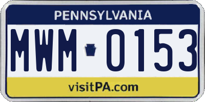 PA license plate MWM0153