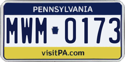 PA license plate MWM0173