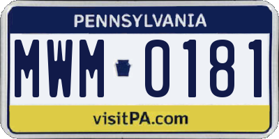 PA license plate MWM0181